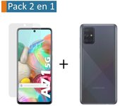 Tumundosmartphone Pack 2 En 1 Funda Gel Transparente + Protector Cristal Templado para Samsung Galaxy A71 5G