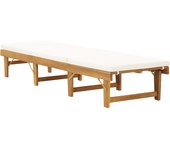 vidaXL Tumbona plegable con cojín madera maciza de acacia Blanco crema, Gris oscuro, Sillas de Exterior Ideal para jardín, playa, piscina, terraza Tumbona Piscina Tumbonas Playa Tumbonas Jardín Exterior