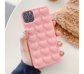 Candy Color Cartoon 3D Love Heart Phone Case for iPhone 14 12 13 11 15 Pro Max XS Max XR 7 MINI Soft Solid Silicone Back Cover