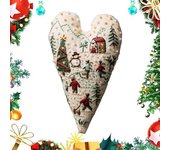 Adorno navideño con forma de corazón para bordar a mano, kit de bordado navideño para principiantes, adorno colgante para árbol de Navidad, kits de punto de cruz con forma de corazón con agujas e hilo