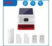 HIVA Waterproof Alarm System Wireless Radio Frequency 433MHz Outdoor Solar Strobe Light Alarm With Door Sensor Infrared Sensor