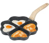 4-Cup Nonstick Egg Frying Omelette Pan Heart Breakfast Egg Skillet Pancake Pan with Wooden Handle Aluminum Egg Pan(Black)