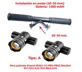 Electric Scooter LED Lamps Headlight USB Rechargeable Zoomable Bike Light for Xiaomi 1S M365 PRO2 Ninebot Skateboard Accessories
