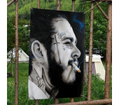 American Singer Star Rapper Post Malone Creative Pattern Hanging Flag Polyester Printed Banner Hand Pulled Flag