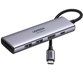 HUB UGREEN 6EN1 USB-C A HDMI+2XUSB-A+SD/TF+PD