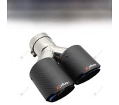 EPLUS Car Carbon Fiber Matte Muffler Tip Y Shape Double Exit Exhaust Pipe Mufflers Nozzle Decoration Universal Stainless Blue