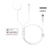 Swissten - Cable magnético, Lightning y USB‑C para la carga rápida de Apple Watch y iPhone (1,2m) - Blanco