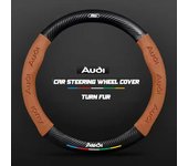 Car Steering Wheel Cover Turn Fur For Audi A4 B6 B7 B8 A6 C6 A5 Q7 Q5 A3 8P S3  Carbon Fiber Auto Accessories