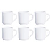 Luminarc Zelie Caja 6 Mugs Vidrio 29CL Blanco - Facil de Limpiar