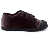 Pisamonas Zapatilla terciopelo cordón faya