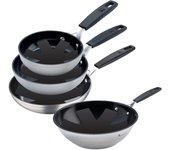 Juego de 3 Sartenes Ø20Ø24Ø28cm y Wok Ø28cm en aluminio forjado + 4 Protectores SMART MasterPRO
