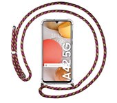 Tumundosmartphone Funda Colgante Transparente para Samsung Galaxy A42 5G con Cordon Rosa / Dorado