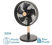 FABRILAMP Ventilador Sobremesa Falcon Negro/Haya 45W Oscilante - Potente y Eficiente - 3 Velocidades - Diseño Compacto
