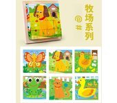 Baby Wooden Blocks Toys Children Six Side Cube Jigsaw Puzzles Game Animal Fruit Traffic Cognize Early Learning Educational Toys