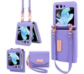 Vietao for Samsung galaxy z flip 6 case, women bank card wallet leather phone case with wristband for galaxy z flip 6, rose gold