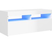 Mueble TV combinadoMueble de TV con luces LED blanco brillante 90x35x40 cm