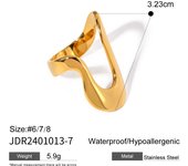 Anillos abiertos de onda Irregular de Metal de acero inoxidable para mujeres y hombres, anillos de dedo ajustables creativos de Color dorado a la moda, regalo de joyería