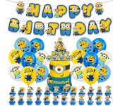 Miniso Cartoon Minions New Themed Children'S Birthday Theme Party Balloon Background Decoration One Time Flag Raising Set Gift