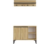 Zapatero Y Because Rebecca Roka Furniture 68,5x90x35 Aglomerado PVC Roble Claro Gris Dark Modern CONJUNTO 2 piezas