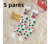 Christmas Women's Long Coral Velvet Warm Thickened Floor Sleeping Socks Snowflake Deer Tree Gift Socks Tall Socks Green