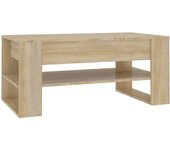 vidaXL Mesa de centro madera de ingeniería 102x55x45 cm Blanco, Negro, Roble Sonoma Mesita de Salón o Comedor o Auxiliar Mesa de Café Meuble Salón