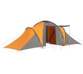 vidaXL Tienda de campaña 6 personas tela gris y naranja