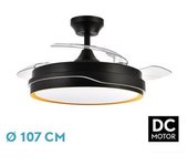 FABRILAMP Ventilador DC Tempano Negro/Oro 72W 3 Aspas - Alta Calidad
