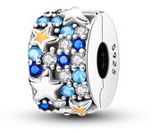 New In Silver Colored Zircon Series Clasp Charms Silicone Spacer Beads Safety Chain Fit Original Pandora Bracelet Jewelry Women