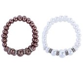Disok Lote de 10 Pulseras de Perlas Mujer - Detalles Bodas Baratos Regalos Recuerdos Navidad Cumpleaños