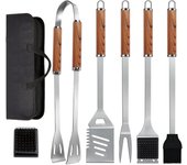 Juego de instrumentos para barbacoa 7 en 1, juego de instrumentos para Parrilla de Maple inoxidable extra Gruese con Bolsa de almacenamiento, juego completo de utensios para barbacoa al aire libre de primera calidad