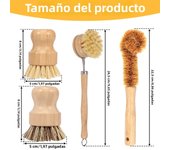 3/5Pcs Wooden Dish Brush Replaceable Long Handle Kitchen Cleaning Brush Set Natural Sisal Scrubbing Brush for Cleaning Pots Pan