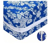 Funda de Colchón con Cremallera en L para Cama 80/90/105/135/150cm, Transpirable Antiacaros Absorbente Tacto Suave Lavable, 100% Poliéster Funda Protector Colchon Estampada Flor Tradicional para Profundidad 25 cm