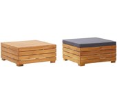 vidaXL Mesa de jardin y reposapiés con cojin y de madera maciza acacia