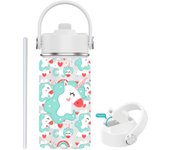 PORCHEDDU Botella Termo de Agua para Niños de Acero Inoxidable 350ml (20 Diseños) mantiene El Frio y el color- Térmica Reutilizable | Sin BPA | Keeps 24H Frio / 12H Caliente | Termo y Hermética - Doble Pantalla a Prueba de Fugas (TK350 1099 F6 D7)