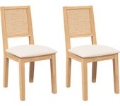 VidaXL Pack de 2 sillas de comedor Sherry asiento acolchado gris/natural