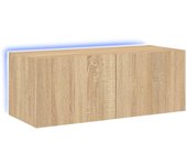 vidaXL Mueble de TV de pared con luces LED 80x35x31 cm, Mueble de Salon, Mueble TV, Mueble TV salon, Mesa de TV, Mueble tele