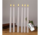 4 or 6 Pieces 11 Inch Black/White Flameless LED Taper Candles Remote,Yellow White Birthday Room Decorative Halloween Candles