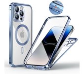 Aluminum Alloy Frame Protective Case ,For iPhone 15 14 Pro Max Magnetic Galaxy Wireless Charging HD Full Screen Protective Box
