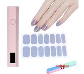 Pegatinas de uñas de gel con kit de luz ultravioleta, pegatinas de uñas de gel ultravioleta, kit de pegatinas de uñas de gel para bricolaje, tiras de uñas de gel semicuradas, fáciles de aplicar y quitar (07)