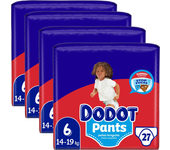 Dodot Pañales Bebé Pants Talla 6 (14-19 kg), PACK DE (27, 54, 81, o 108) Pañales, Pañal-Braguita con Ajuste 360° Anti-Fugas, Pack Mensual