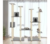 vidaXL RASCADOR PARA GATOS CON POSTES DE SISAL GRIS CLARO 174 CM