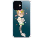 Funda compatible con iPhone 13 Mini - Nina fondo corazones