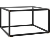 vidaXL Mesa de centro con vidrio de mármol 60x60x35 cm Transparente, Negro, Blanco Mesita de Salón o Comedor o Auxiliar Mesa de Café Meuble Salón