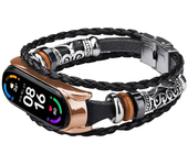 Leather Watch Band For Xiaomi mi Band 6 5 4 3 Bracelets Ethnic Style Retro Strap miband6 Fashion smart watch correa Accessories