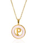Stainless Steel Round White Necklaces For Women Gold Color  Initial Woman Man 26 Letters Pendant Chain Necklace Jewelry Gifts