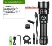 Professional Tactical Torch Laser Ultra Powerful Led Flashlight USB 18650 Night Scout Lights Set  Rifle Scope Weapon Zoom Light