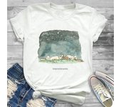 Lovely Style Pet Print T-Shirt Crew Neck Casual Short Sleeve T-Shirt Spring Summer Women's Clothing Fashion Simple Short Sleeve