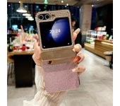 Z Flip6 Electroplate Glitter Diamond Hinge 2in1 Phone Case for Samsung Galaxy Zflip5 Z Flip 6 5 4 3 Flip4 Shiny Shockproof Cover
