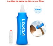 500ML Folding Drinking Water Bottle Portable Soft Flask Filter Water Kettle for Outdoor Camping Running Cycling Hiking Picnic