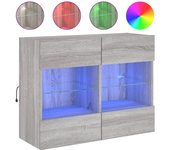 vidaXL Mueble TV de pared con luces LED 78,5x30x60,5 cm, Mueble de Salon, Mueble TV, Mueble TV salon, Mesa de TV, Mueble tele